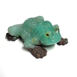 Chrysopras geschnitzt 2 5/8" lang Frosch oder Kröte - Bild 1 von 9