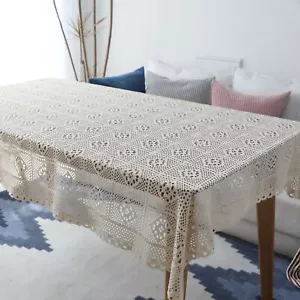 Vintage Handmade Crochet Lace Tablecloth Table Cover Wedding Party Dinner Decor - Picture 1 of 115