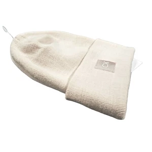 Calvin Klein CK Logo Beanie errötet Damen Strick hellrosa Wintermütze mit Manschetten  - Bild 1 von 12