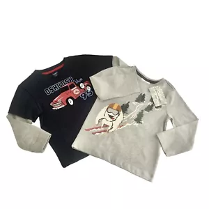 Tommy Bahama & Oshkosh Boys Size 2T Long Sleeve Graphic Shirts Blue Gray Set 2 - Picture 1 of 10