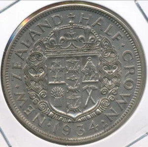 Nueva Zelanda 1934 1/2 Corona Jorge V (Plata) - Extra Fina - Imagen 1 de 3
