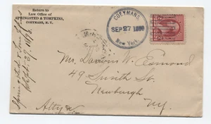 1890 Coeymans NY unusual rubber handstamp 2ct small banknote cover [h.5871] - Picture 1 of 3