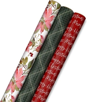 Hallmark Homespun Charm 3-Pack Christmas Wrapping Paper, 75 sq. ft. - Image 1 of 4