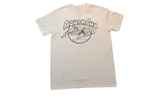 Aquaman Mens Retro Swimming Superhero Retro Logo White Shirt New S-2XL - Picture 1 of 5