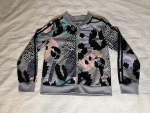 Adidas Girls/Youth Size Medium(14) Animal Print Gray Full-zip Track Jacket - Picture 1 of 19