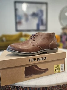 Brand New Men's Steve Madden P-Symin Chukka Boots, Multiple Sizes Cognac Size 8 - Picture 1 of 6