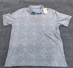 Age of Wisdom Polo Shirt Adult 2XL Blue Paisley Orange Performance Golf Mens NWT - Bild 1 von 12