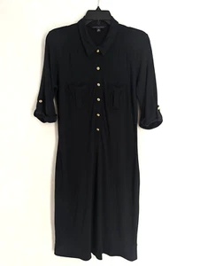 Banana Republic Damen Medium schwarz 3/4 Rollsaum Ärmel Shirtkleid - Bild 1 von 14