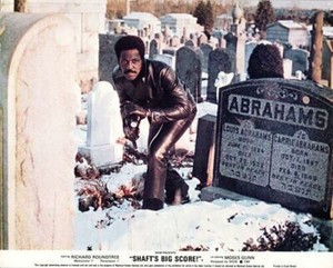 Shaft's Big Score original lobby card Richard Roundtree by snowy grave