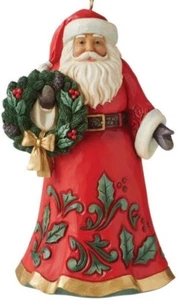 Jim Shore Heartwood Creek Jolly Santa Holding Wreath Christmas Ornament 6011496 - Picture 1 of 1