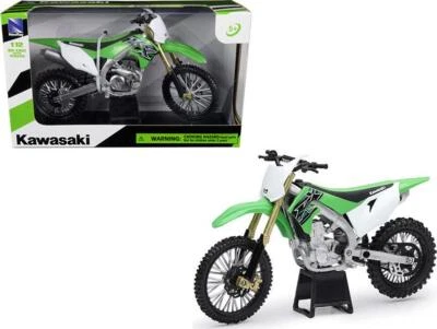 Modelo de motocicleta Kawasaki KX 450F verde 1/12 fundido por New Ray - Imagem 1 de 2