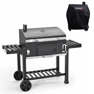 TAINO HERO XXL Set Smoker BBQ Grillwagen Holzkohlegrill Grill Räucherofen Haube - Bild 1 von 12