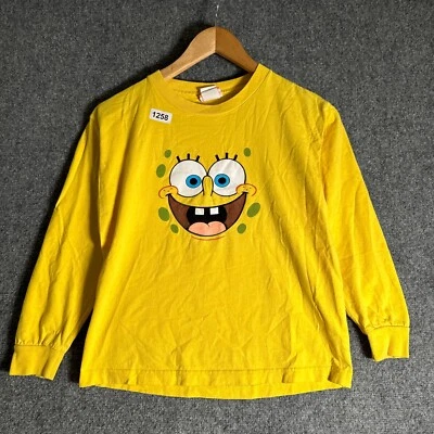Camisa Pullover Vintage Bob Esponja Juvenil Talla Mediana Amarilla Manga Larga Niño Y2K Foto 1 de 4