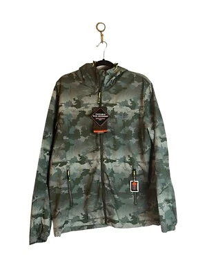Hawke & Co. Mens Packable Jacket Size Large Camo Green Rain Defender Hooded NEW - Image 1 of 4