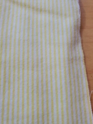 Vintage Sewing Fabric Yellow &  White Pin Stripe Cotton Flannel 33x44"  - Image 1 of 4