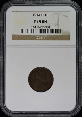 1914-D Wheat Reverse Lincoln Cent 1C NGC F15BN - Image 1 of 4