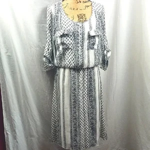 Vestido J. Glee Bohemio Elegante Estampado Blanco y Negro Talla Grande - Imagen 1 de 8