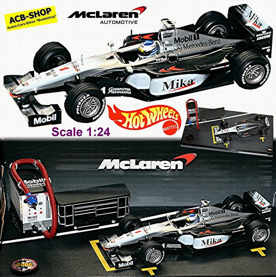 Mclaren MP4-15 #1 Mika Häkkinnen 2000 + Boxenstop Launch Edition 1:24 Hot Wheels - Image 1 of 4
