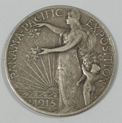 1915-S Panama-Pacific Int Exposition Silver Commemorative Half Dollar VERY FINE - Image 1 of 4