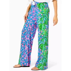 Lilly Pulitzer Pants XL Bal Harbour Palazzo Turquoise Shore I Spy NWT - Picture 1 of 6