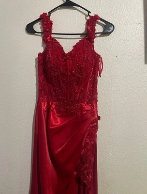 Corsé Rojo Baile de graduación/Vestido Formal-Talla Pequeña Foto 1 de 4