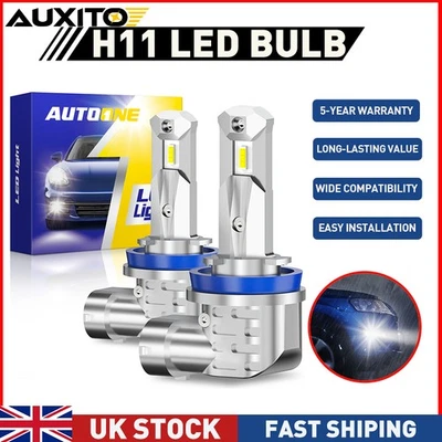 AUXITO H11 LED Headlight Hi/Low Beam Bulbs 100W 30000LM 6500K Canbus Error Free - Image 1 of 4