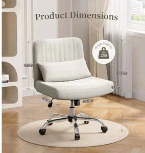 Luxus Criss Cross Stuhl mit Rollen, bequemer Schreibtischstuhl mit gekreuzten Beinen für Zuhause... - Bild 1 von 6