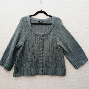 Sweater Cardigan 1X Gray Alpaca Knit Quiet Luxury Heritage Classic Old Money - Picture 1 of 9