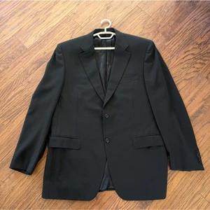 Canali Blazer Sports Coat Jacket Mens 44L Euro 54L 100% Wool Black Two Button - Picture 1 of 12
