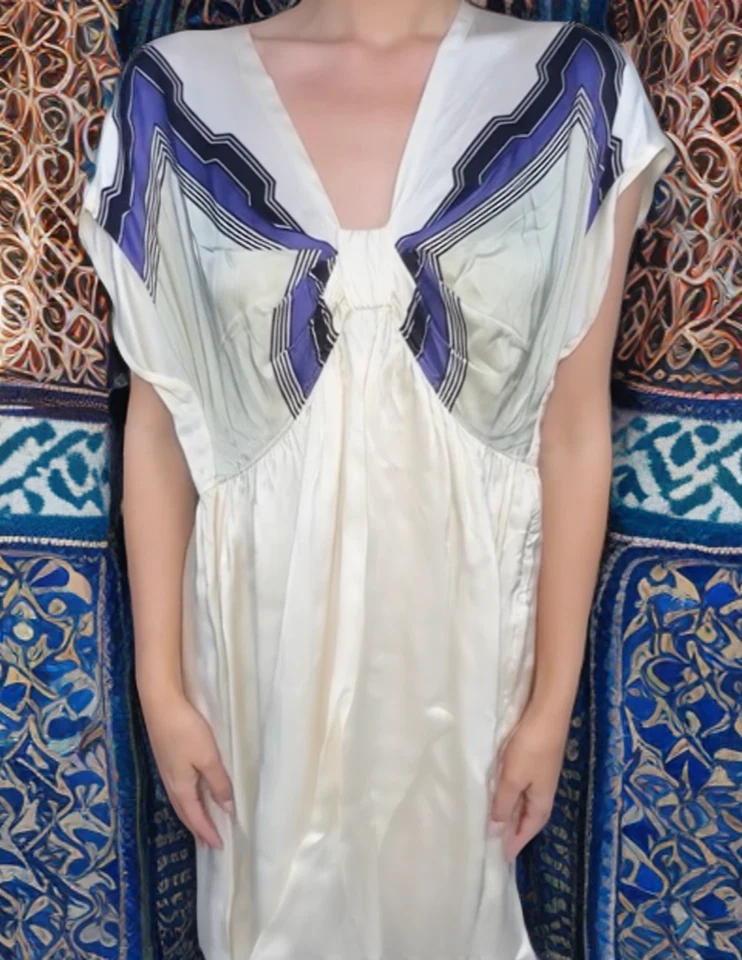 Vestido largo medio vintage de principios de la década de 2000 prada geométrico cuello en V Foto 1 de 4