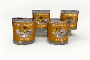 RARE Vintage Set Of 4 New Orleans Saints NFL Cocktail Glasses HouzeArt - Picture 1 of 7