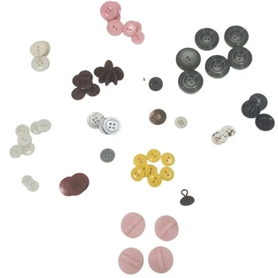 Vtg 60+ Button Junk Drawer Lot of Seamstress Replacements Fashion Pink Yellow - Image 1 of 3