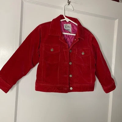 Chaqueta de pana roja para niños Lilly Pulitzer talla 4 botones bolsillos delanteros Foto 1 de 3