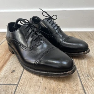 SAMUEL WINDSOR Mens Black Polished Leather Oxford Shoes UK 9 - Picture 1 of 10