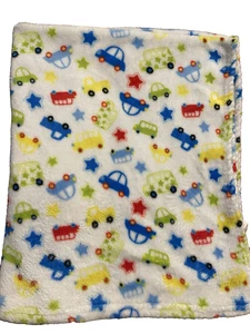 Swiggles Babydecke Autos LKW weiß Vans Fahrzeuge Sterne Plüsch 28,5 x 35 Zoll - Bild 1 von 14