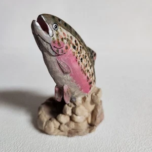 Vintage Rainbow Trout Fish Ceramic Figurine Sculpture on Rocky Base 4" H Used - Picture 1 of 7