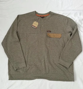 NEW Patagonia Men's 3XL Hemp Sweatshirt Blend Button Pullover in Dark Ash - Picture 1 of 13