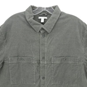 COS Men's Utility Shirt Olive Green Gray Textured Corduroy Like Size LARGE - Picture 1 of 9