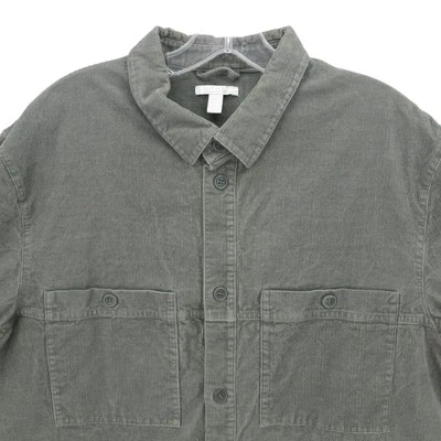 COS Men's Utility Shirt Olive Green Gray Textured Corduroy Like Size LARGE - Image 1 of 4