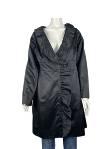 White House Black Market Satin Long Jacket 12 Dressy Ruffle - Picture 1 of 9