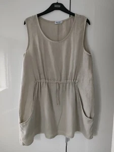 Eden Rock Italian Beige 100% Linen Tunic Size S (actually Fits Up To UK Size 14) - Picture 1 of 7