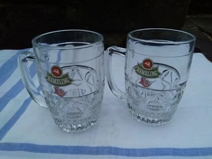 RETRO 1970s HEMELING LITE LAGER, TANKARD HALF PINT GLASS x2 - Picture 1 of 6