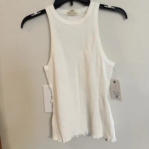 Billabong Womens L White Salt Crystal Tomboy Stretch Ribbed Tank Top Cropped - Picture 1 of 10