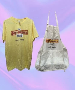 NEW Bob's Burgers Hulu Movie Promotional Yellow Shirt Size Large & Apron - Picture 1 of 4