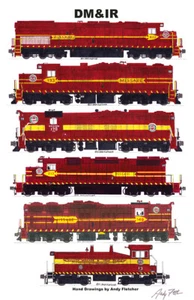 Poster Duluth, Missabe & Iron Range Locomotives 11"x17" firmato Andy Fletcher - Foto 1 di 1