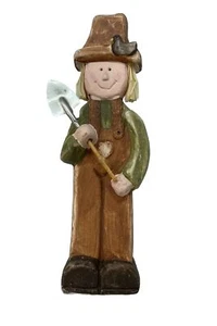 Ceramic Boy Autumn Scarecrow Figurine with shovel 11”tall/ Home decor Pilgrim - Picture 1 of 3