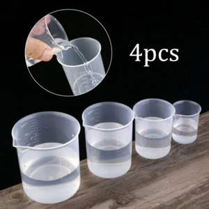4× Kunststoff Messbecher Set Meßkanne Meßbecher 50-500ml für Labor Küche Cup Set - Bild 1 von 10