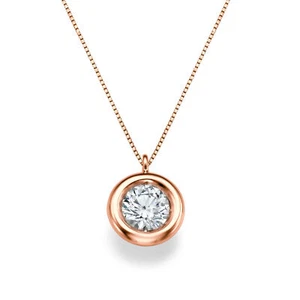1/3 CT Amazing Solitaire Diamond Pendant Round F/SI1 18K Rose Gold - Picture 1 of 2