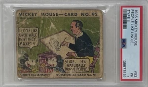 1935 Mickey Mouse Gum Card Type II People Like Uncle.. #92 Walt Disney PSA PR 1 - Bild 1 von 2
