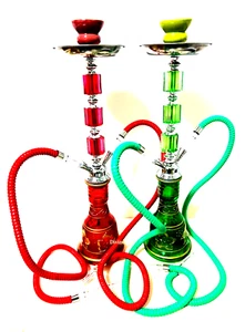 2 Pipe Shish-a Hookah 19" with charcoal and Tong Clipper Gift Box Random colour  - Picture 1 of 8